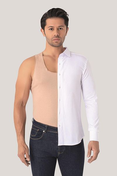 Arma Yıldız Men's Invisible Skin Color Undershirt 100% Cotton