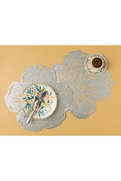 English Home Veronika 2 Piese PVC Serviciu American - 38 Cm Argintiu