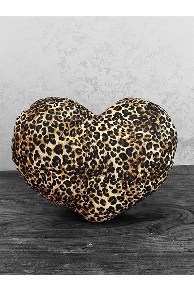 happyteks boutique Μαξιλάρι καρδιάς λεοπάρ