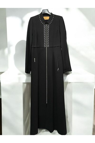 Mostar Black Hijab Ferace Overcoat Fabric