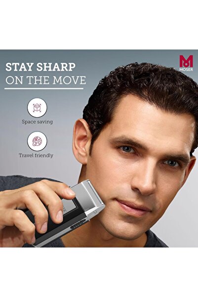 Moser Travel Shaver, Black & Silver [3615-0052]