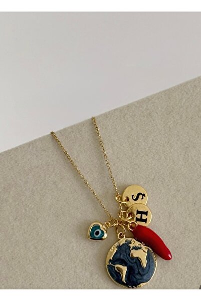 Mojo Jewellery Dünyam Şans Charmı Çelik Kolye Harfli