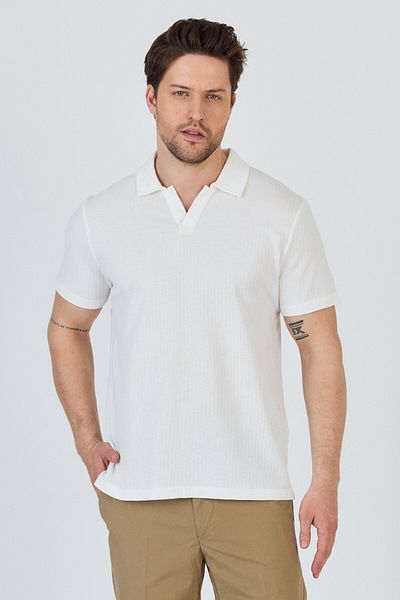 Frappoli Ανδρικό μπλουζάκι Rico Ecru Cotton Blended Polo Collar