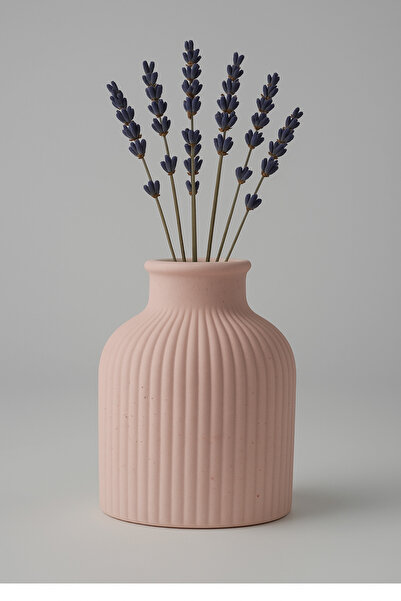 Kaju Creative Dekoratif Beton Vazo Küçük Boy - Çizgi Desenli - 9,5x6,5 - Kuru...