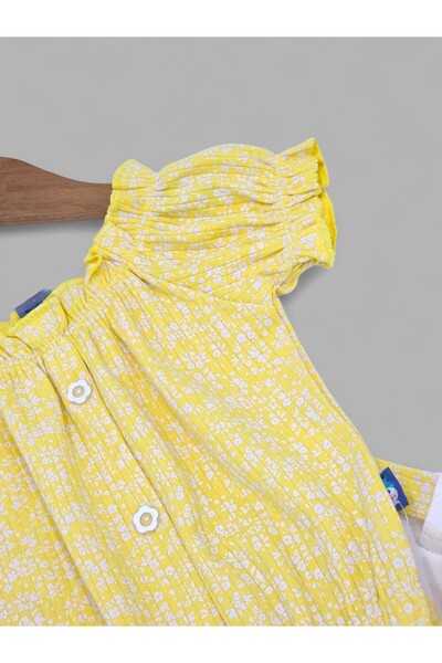 Ege Bebek Baby Girl Summer Interlock Corded Fabric Floral Printed Muslin Top and Bottom Baby Set with Shorts