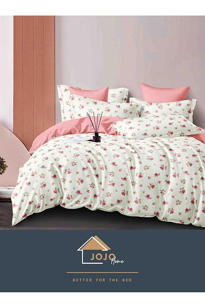 JOJO Elegant 6-piece Linen Set with Elastic in Fine Cotton, Bed Sheet 180x200cm, 2-Person Bed