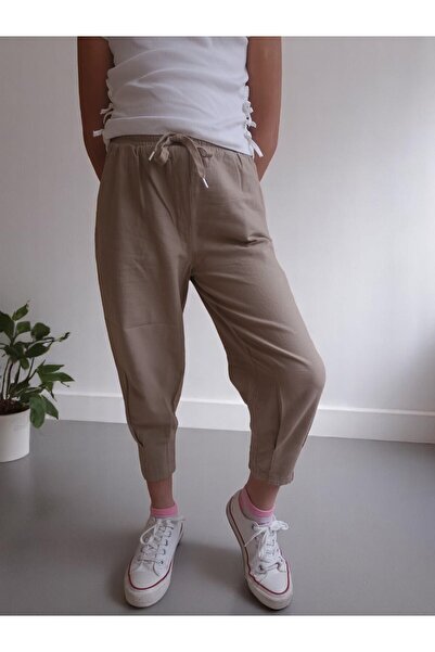 Reka Tekstil -NORA Kız Çocuk Keten Görünümlü Pantolon (%100 Pamuk)