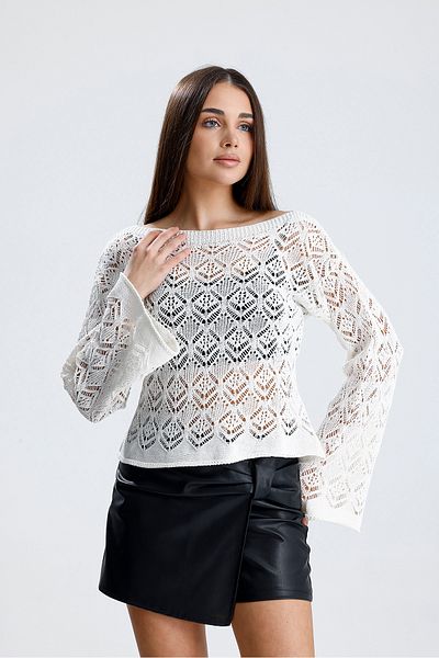 glztriko Women's Openwork Seasonal Flywheel/Spanish Sle Pattern Cotton Blouse Knitwear Sweater Glz031