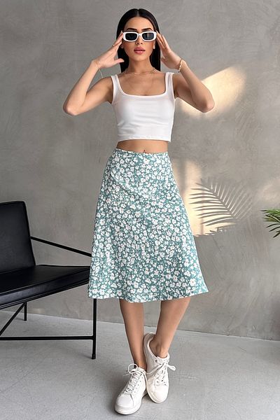 Rabi Shine Women's Midi Length Patterned Wrap Skirt