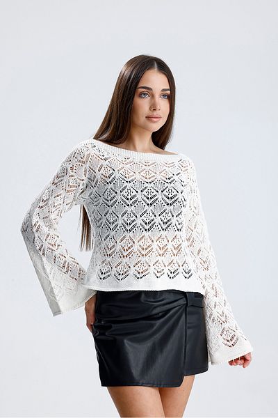 glztriko Women's Openwork Seasonal Flywheel/Spanish Sle Pattern Cotton Blouse Knitwear Sweater Glz031