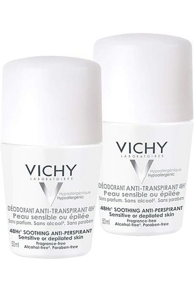 Vichy مزيل العرق رول أون للبشرة الحساسة مضاد للتعرق لمدة 48 ساعة، عبوة مزدوجة 50 مل × 2
