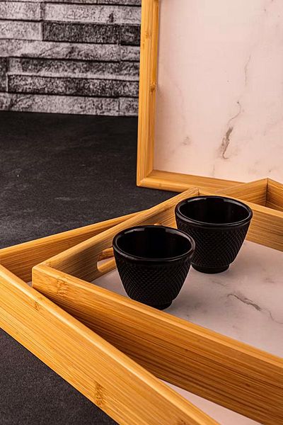 Bambum Marbella 3-Piece Marble Pattern Tray - White