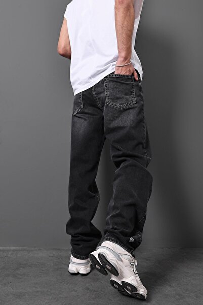 Slatra Men's Black Free Spirit Embroidered Stone Baggy Trousers