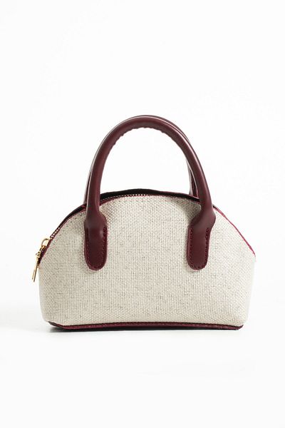 NBİBAGS Women's Dalle Canvas/Burgundy Mini Cross Strap Hand and Shoulder Bag L:17 W:12 W:5 cm