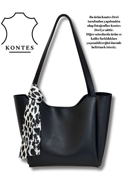 Kontes Women's Leopard Scarf Shopper Hand and Shoulder Bag with Zipper and Snap Closure