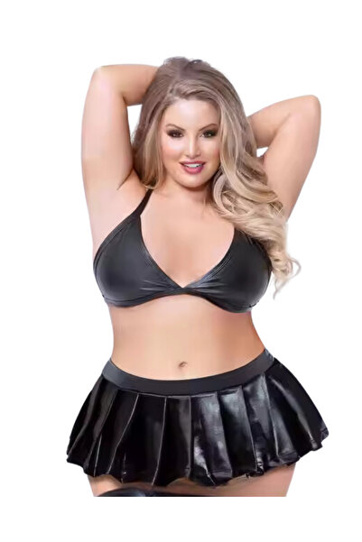 Albayrak Fancy Plus Size Bra and Pleated Mini Skirt Set Bc10129