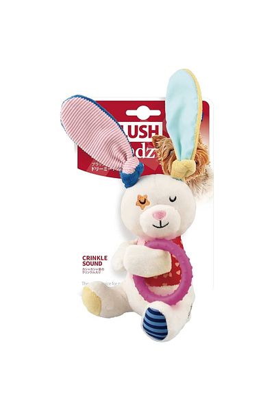 Gigwi 8566 Plush Friendz Sound Rabbit Plush Chewing Ring Dog Toy