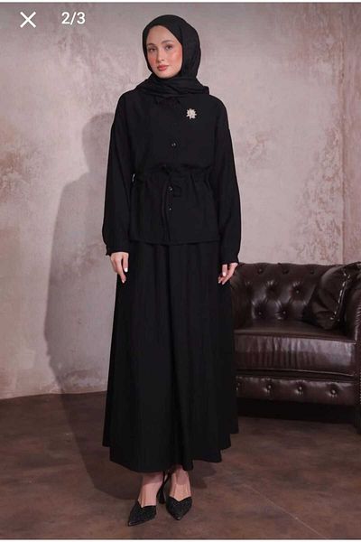 ALMİNA Strawberry Fabric Bronchial Detail Skirt Suit