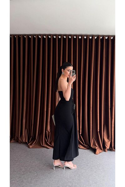 HAZELANNA Rochie de design neagră cu strasuri