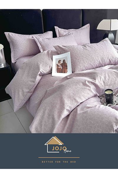JOJO Elegant 6-piece Linen Set with Elastic in Fine Cotton, Bed Sheet 180x200cm, 2-Person Bed