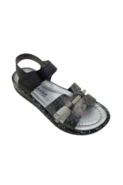 wakawakakidsstore Μαύρα γυαλιστερά λεπτομερή κοριτσίστικα παιδικά σανδάλια