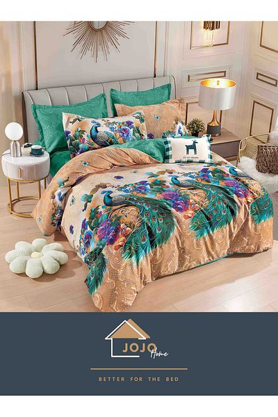 JOJO Elegant 6-piece Linen Set with Elastic in Fine Cotton, Bed Sheet 180x200cm, 2-Person Bed