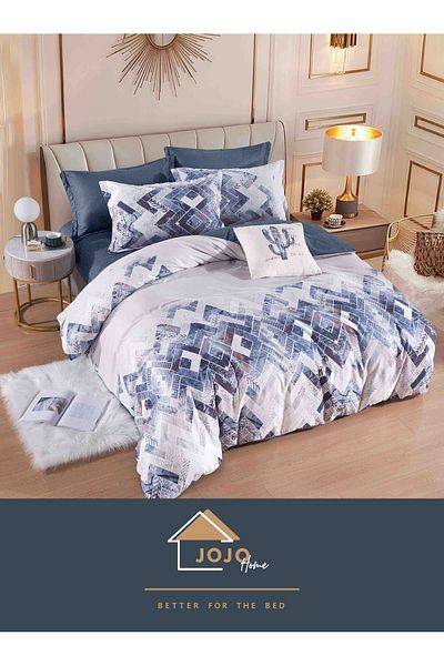 JOJO Elegant 6-piece Linen Set with Elastic in Fine Cotton, Bed Sheet 180x200cm, 2-Person Bed