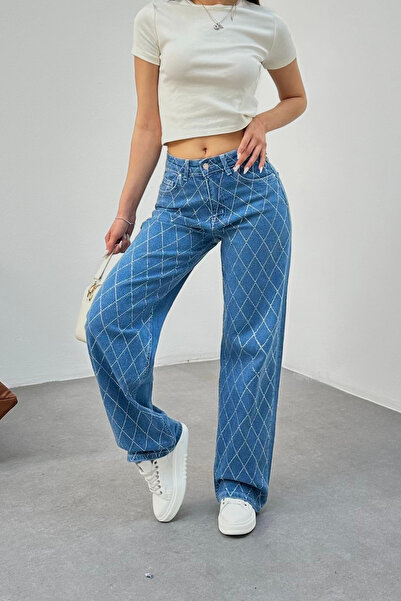 BİKELİFE Γυναικείο Σκούρο Μπλε Ψηλόμεσο Αργεντίνο Stone Lycra Straight Jean