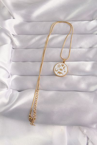 Skygo 316L Steel Gold Color White Enamel Mixed Figure Tarot Pendant - Tj-Bko9041