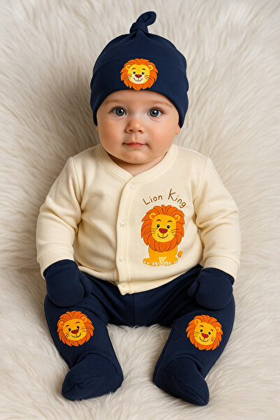 Linda Harris Little Lion Krem 5’li Yenidoğan Erkek Bebek Hastane Çıkışı Seti