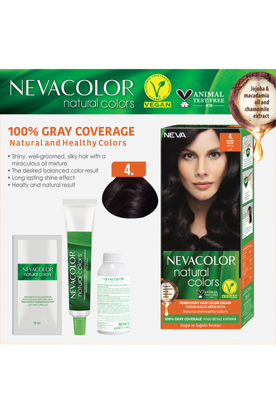 Neva Color Natural Colors 4. KAHVE Kalıcı Krem Saç Boyası Seti