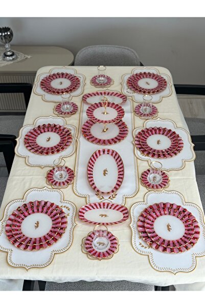 Hediye Köşkü 34 parça Lüks Leopar Desenli Kahvaltı ve Çay Takımı Seti