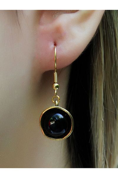 esha Natural Stone Onyx Natural Stone Round Women's Earrings Euku23O