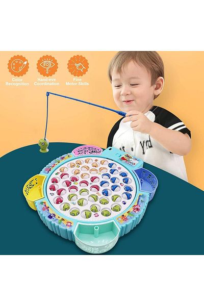 GENELEC Arabest Fishing Game - Stick and Board Spinning Top Contains and Plays Music The game contains 45 fish and 4 fish sticks for children
