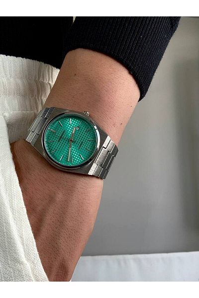 Arvens Vintage Inside Turquoise Men's Wristwatch Stainless Steel Band Tough Steel Case Does Not Lose Color Does Not Tarnish