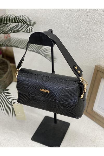 Armine Casual Covered Zippered Modern Shoulder Bag Black