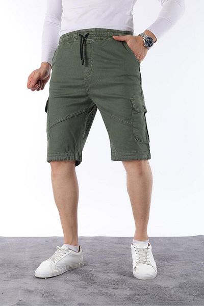 CLASSİCS MEN Men's Comfort Fit Linen Waist Elastic Pocket Capri Shorts