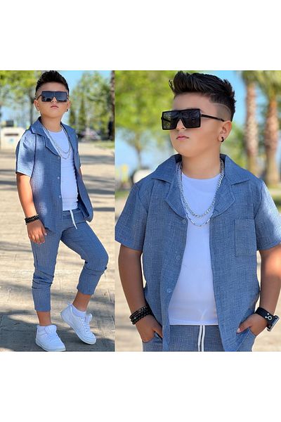 Calisa Set de 3 piese Eid pentru băiat, cămașă, pantaloni Badi fără mâneci