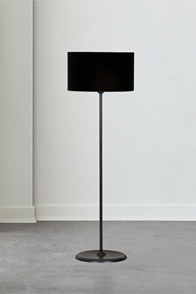 Vinner Siyah Kaplama Conic Düz Tek Ayak Metal Lambader - Gold Şeritli Siyah