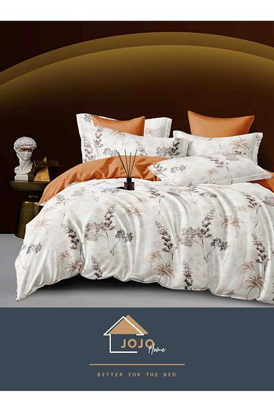 JOJO Elegant 6-piece Linen Set with Elastic in Fine Cotton, Bed Sheet 180x200cm, 2-Person Bed