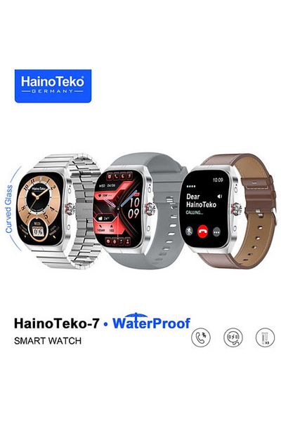 haino teko germany Haino Teko-7 Waterproof Smart Watch with AMOLED Display and Curved Glass with 3 Pairs of Straps and Wireless Charger