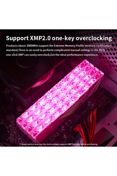 JUHOR 2X8 16Gb Ddr4 3200Mhz Cl 18 Rgb White Cooler Ram. Crystal Cut Rgb Xmp Computer Ram