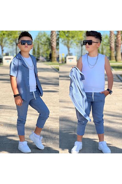 Calisa Set de 3 piese Eid pentru băiat, cămașă, pantaloni Badi fără mâneci