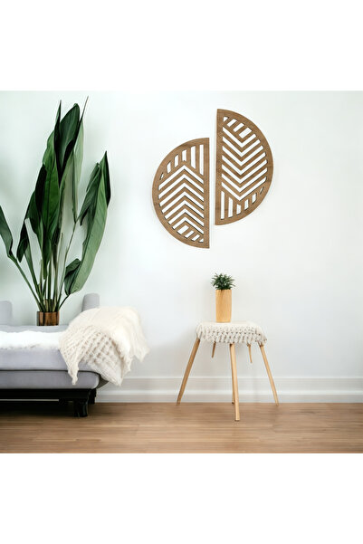 SAYILI COLLECTION Ahşap 2’li Duvar Dekoru Geometrik Desenli Modern Ev, Salon,...