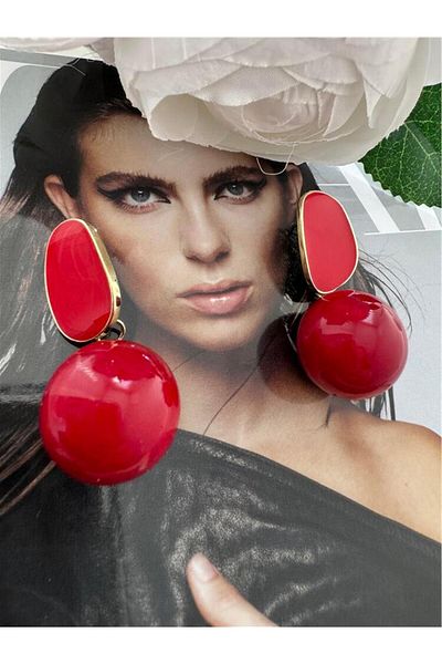 Pelin Aksesuar Red pearl earrings