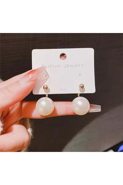 Pelin Aksesuar Gold Hayelet Earrings with Big Pearl