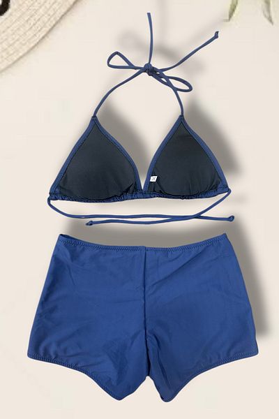 Nilmay mayo Women's Triangle Shorts Bikini Set
