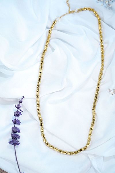 Lisinya Unisex Gold 5mm Thick Twisted Steel Chain Necklace - Lisinya