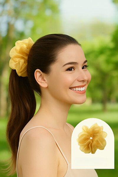 SYAZE ربطة شعر كبيرة من الأورجانزا - مشبك شعر ذو ملمس ناعم