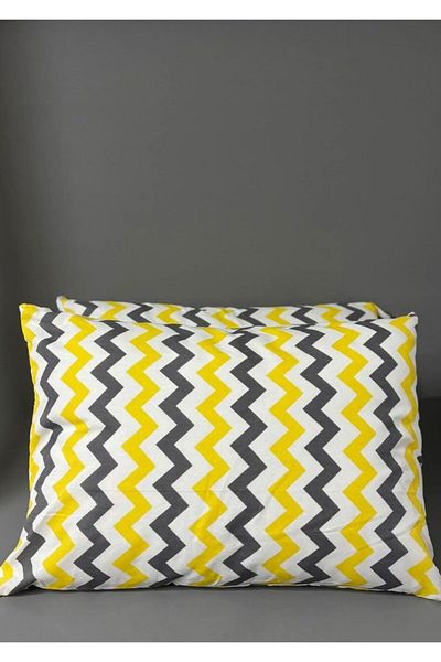 Pamuku Cotton Yellow Zigzag Patterned 2-Pillow Cover{Transparent Package}70% Cotton